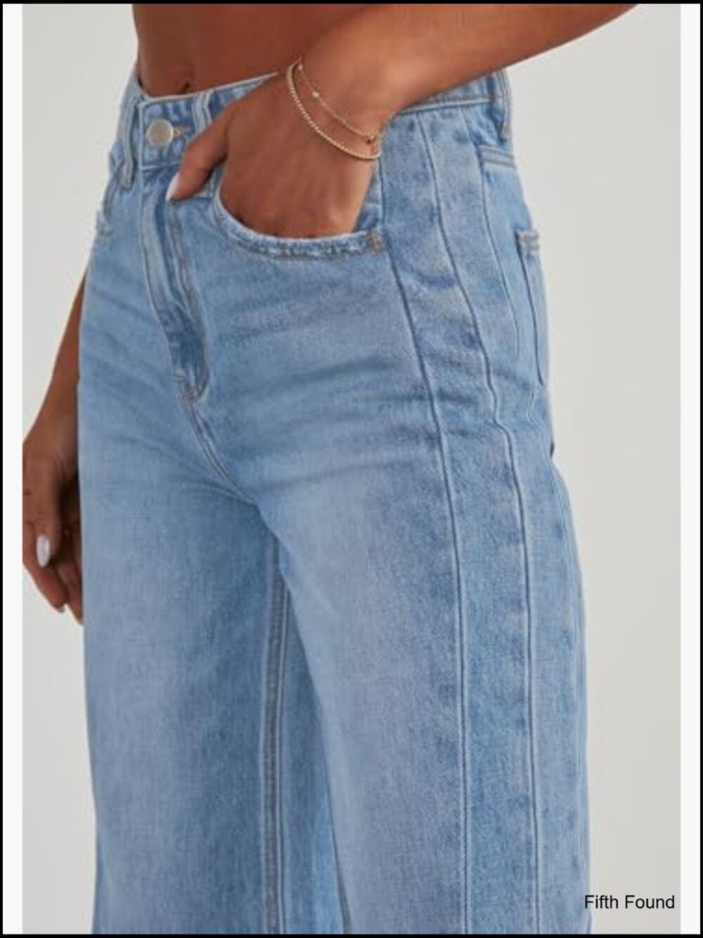 High Waisted Wide Leg Jeans Stretchy Baggy Raw Hem Palazzo Denim Pants - Picture 5 of 7
